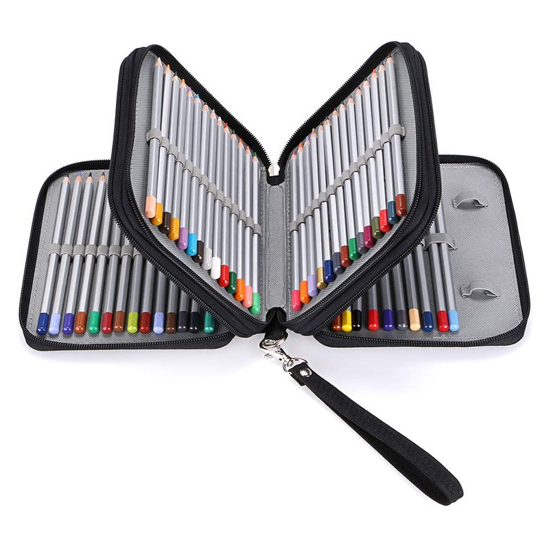 BTSKY Zippered Pencil Case-Canvas 72 Slots Handy Pencil Holders for for Prismacolor Watercolor Pencils, Crayola Colored Pencils, Marco Pencils (Black) - Image 1